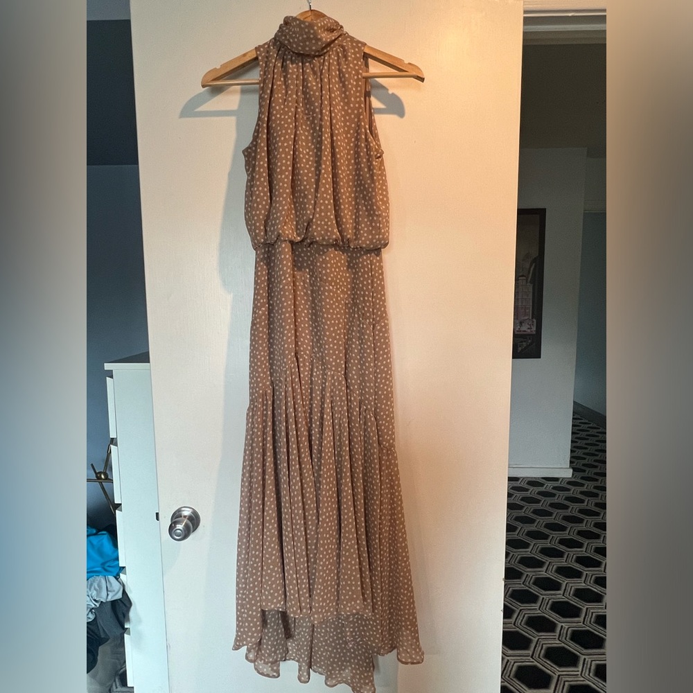 Polka dot high neck dress